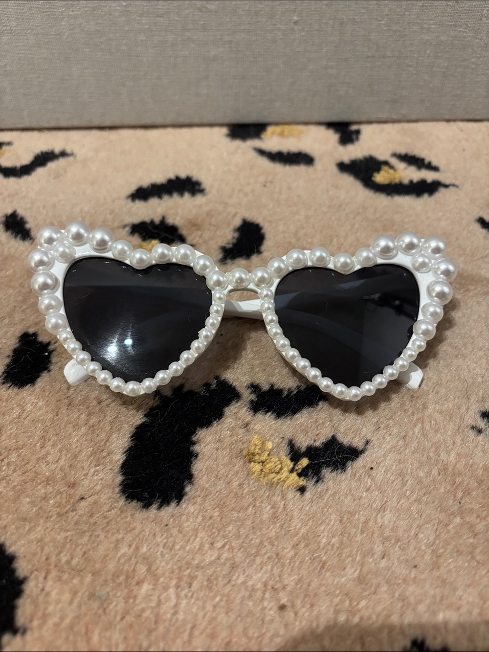 Pearl Heart Sunglasses - White Frame with Black Lenses from Anthropologie